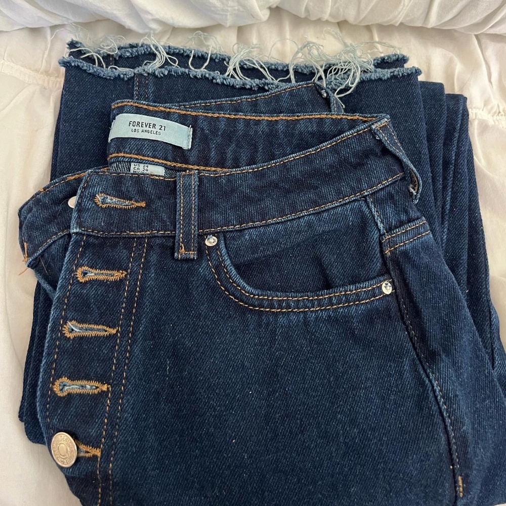 Forever 21 Wide Leg Button Up Jeans